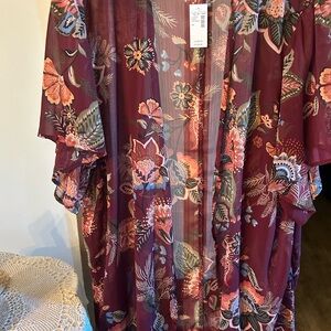 Maurices Multicolor Floral Kimono
